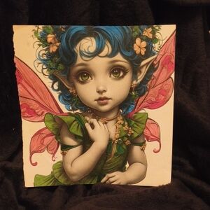 Whimsical Fairy Wall Art Print in Blue, Green & Pink
